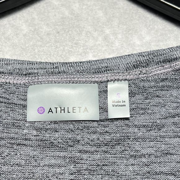 Athleta No Sweatin It Sharkbite Gray Crew Neck Pullover Sweater Women’s Size: S - Picture 11 of 13